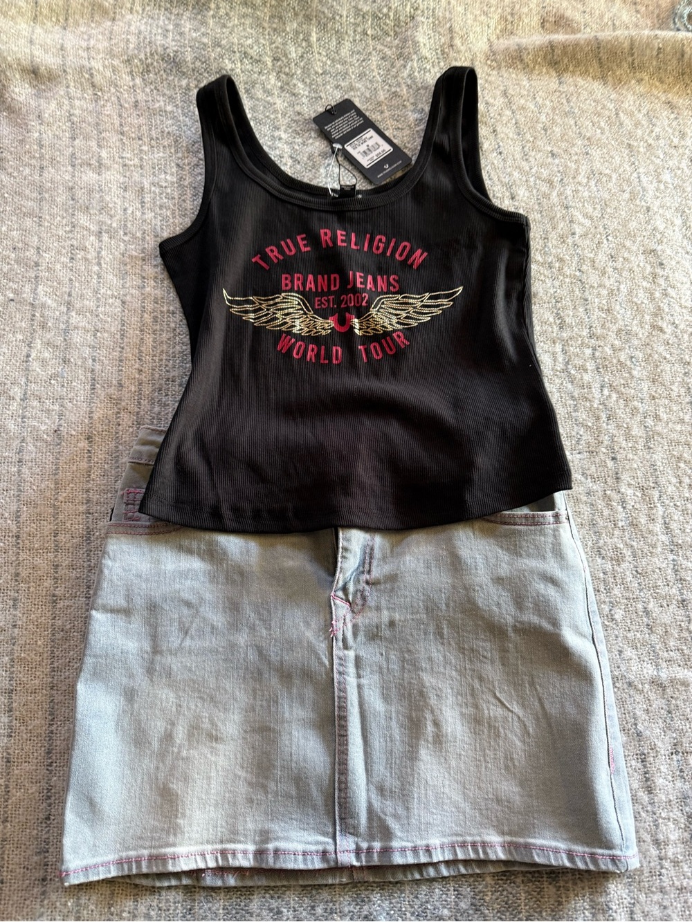 True Religion Jet Black Rib Tr Wing Tank NWT M Horseshoe W Wings M